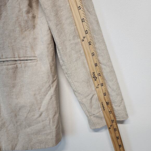 Old Navy Linen Blazer Lady Jacket Size XS Beige Slash Pockets 1 Button Neutral - Picture 9 of 11